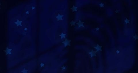Navy curtain draping with floating blue stars, folded fabric texture, decorative backdrop