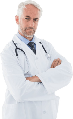 confident mature male doctor wearing lab coat with transparent background - Download Free Stock Videos Pikwizard.com