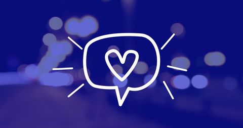 Heart Icon on Night Cityscape Blue Background Digital Concept