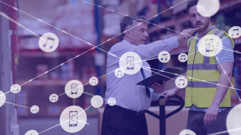 Warehouse Team Planning Inventory Digital Interface Overlay