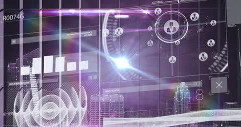 Futuristic Digital Interface with Analyzing Data Visuals