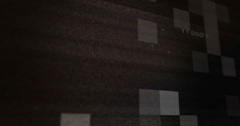 Abstract Digital Pixels and Circuit on Black Background