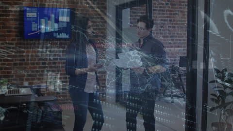 Diverse Business Professionals Analyzing Global Data Projections