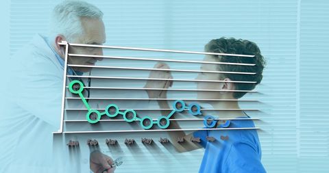 Doctor Analyzing Pediatric Growth with Graph Overlay in Hospital