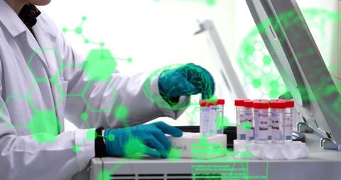 Scientist Analyzing Laboratory Samples with Virtual Interface - Download Free Stock Images Pikwizard.com
