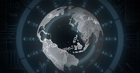 Spinning Globe with Global Network Connections on Dark Interface - Download Free Stock Images Pikwizard.com
