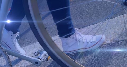 Stylish Woman Walking Bicycle on City Street