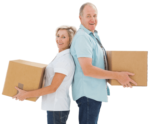 happy senior couple with moving boxes on transparent background - Download Free Stock Videos Pikwizard.com