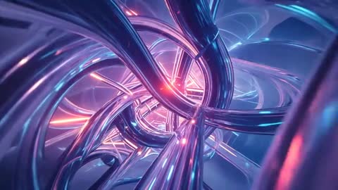 Futuristic Tubes Leading to Neon Core Video Animation