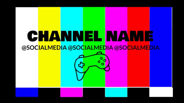 Colorful Gaming Channel Banner with Social Media Handles - Download Free Stock Templates Pikwizard.com