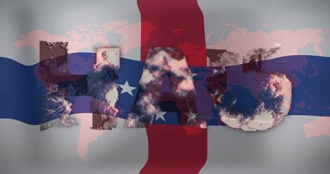 Distressed usa flag typography over world map - grunge geopolitical lettering concept