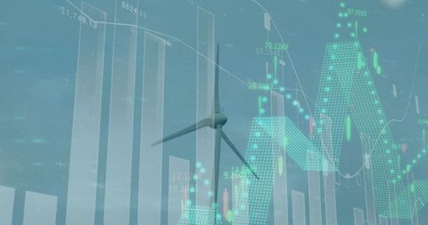 Wind turbine and financial data analytics concept