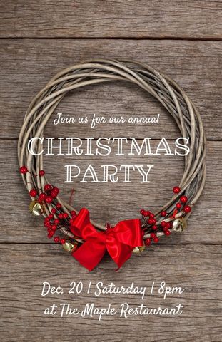 festive christmas party invitation with rustic wreath - Download Free Stock Templates Pikwizard.com