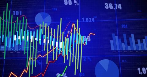 Neon Financial Dashboard Visualizing Candlestick Charts and Market Trends
