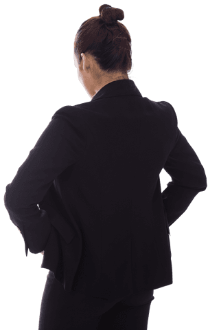 Back View of Businesswoman in Black Suit on Transparent Background