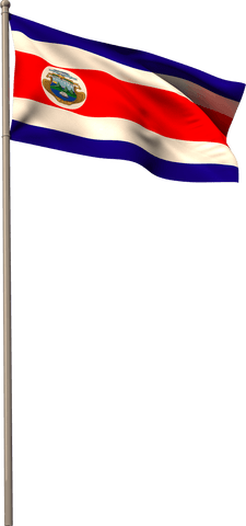 Waving costa rica national flag transparent background
