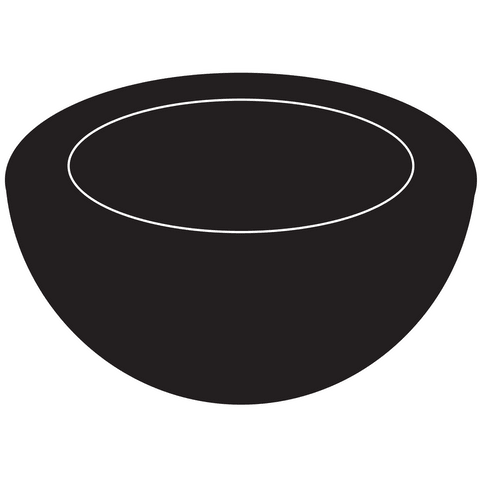 Minimalist black and white bowl digital illustration on transparent background