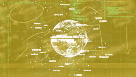 Animated Data Processing Globe with Global Technology Theme