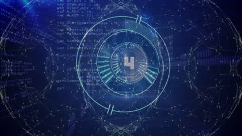 Futuristic Digital Countdown Interface with Networking Circles