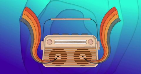 Abstract Retro Radio Emitting Waves with Vibrant Colors