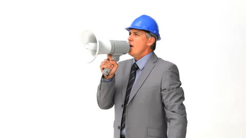 Architect Shouting Instructions Using Megaphone
