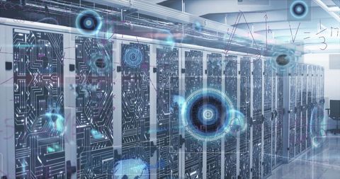 Digital Interface with Mathematical Equations in High-Tech Server Room - Download Free Stock Images Pikwizard.com