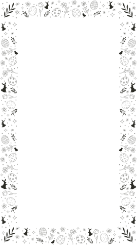 Elegant Easter Border with Eggs Flowers and Rabbits on Transparent Background