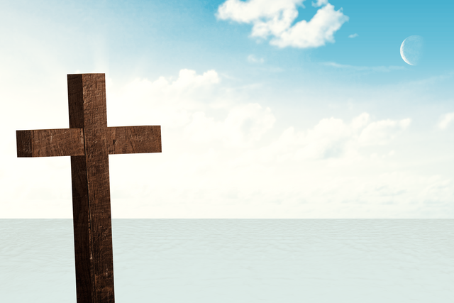 Wooden Christian Cross on Emotive Sky Background, Transparent Illustration - Download Free Stock Videos Pikwizard.com