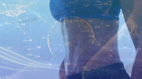 Technological Overlay with Woman's Fit Physique