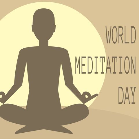 World meditation day silhouette celebrating mindfulness