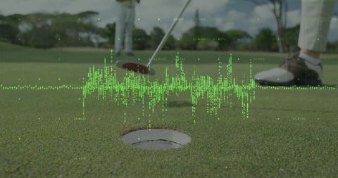 Precision in golf putting with data insights overlay
