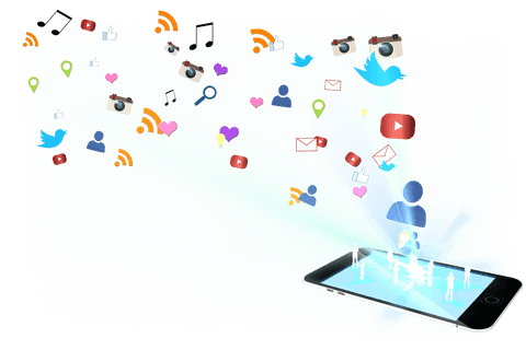 digital png illustration of smartphone with colourful symbols on transparent background - Download Free Stock Videos Pikwizard.com