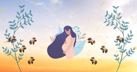 Digital Illustration Celebrating Pregnancy and Motherhood