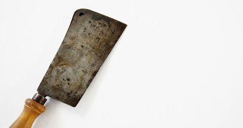 Rusty Cleaver Blade Against Plain White Background with Copy Space - Download Free Stock Images Pikwizard.com