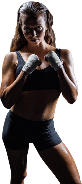 Transparent Portrait of Strong Female Athlete in Boxing Stance - Download Free Stock Videos Pikwizard.com