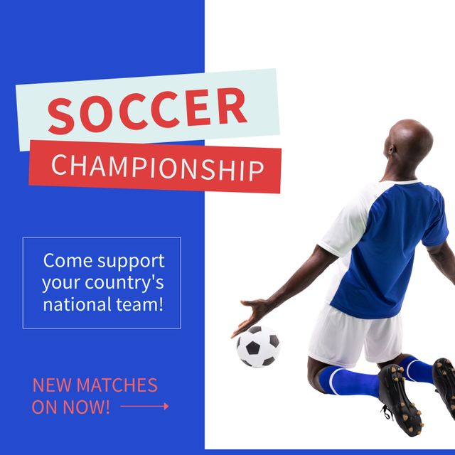 Soccer Championship Announcement with Excited Player and Match Updates - Download Free Stock Templates Pikwizard.com