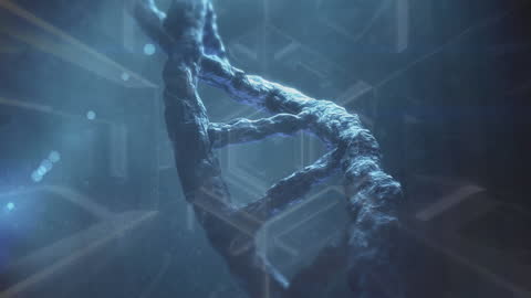 Spinning DNA Strand in Digital Interface with Medical Tech Elements