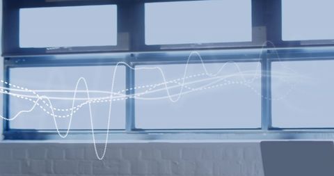 Caucasian Businesswoman with Data Processing Overlay in Modern Office