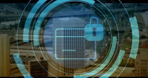 Digital Security Interface with Urban Background