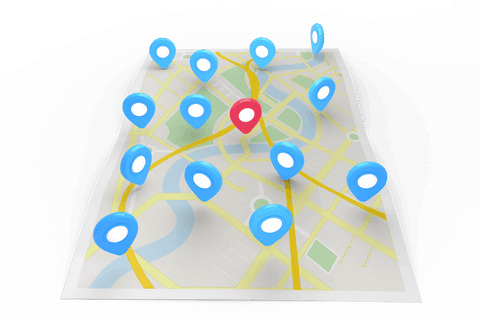 transparent digital map illustration with location pins for navigation - Download Free Stock Videos Pikwizard.com