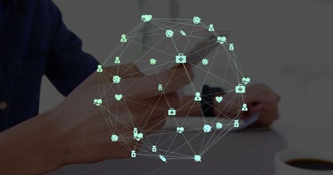Digital Network of Connection Icons with Smartphone User - Download Free Stock Images Pikwizard.com
