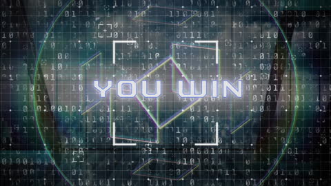 Digital Victory Celebration with Data Interface Motif