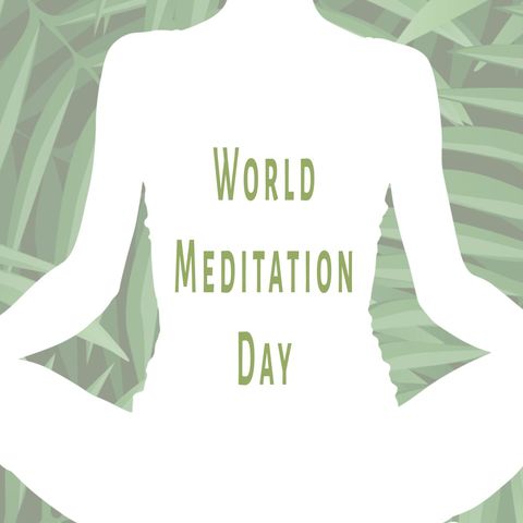 World Meditation Day Silhouette with Bamboo Leaves Background