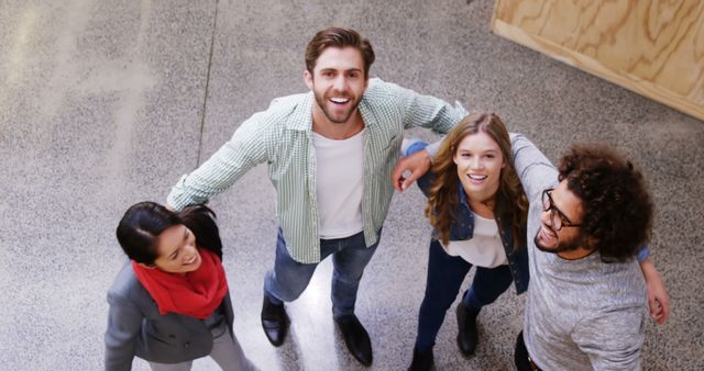 Diverse Team Standing in Circle Smiling at Camera - Download Free Stock Images Pikwizard.com