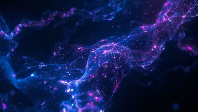 Abstract Neon Digital Swirls in Cosmic Void