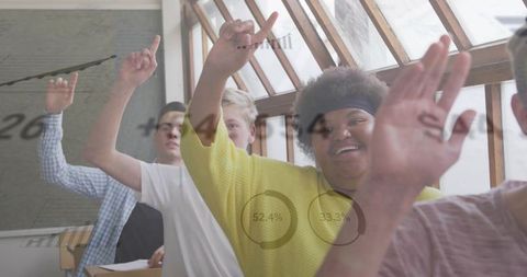 Enthusiastic Students Engaging in Interactive Classroom