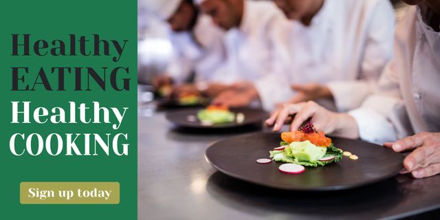 Chefs concentrate on precise plating of nutritious dishes in culinary course. Ideal for advertisements or content related to cooking classes, healthy living, diet programs, or culinary training programs.