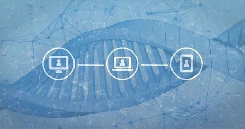 Dna data network connecting desktop laptop smartphone over digital mesh for genomics