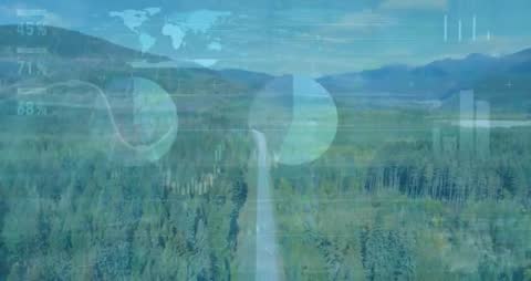 Scenic Forest with Data Analytics Concepts Blending Landscape and Technology