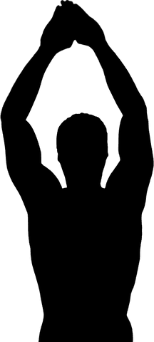 Silhouette of celebratory swimmer on transparent background